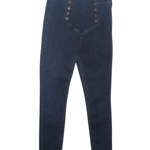 Free People 28 Waist High Rise Dark Wash Exposed Sailor Button Up Jeans Casual